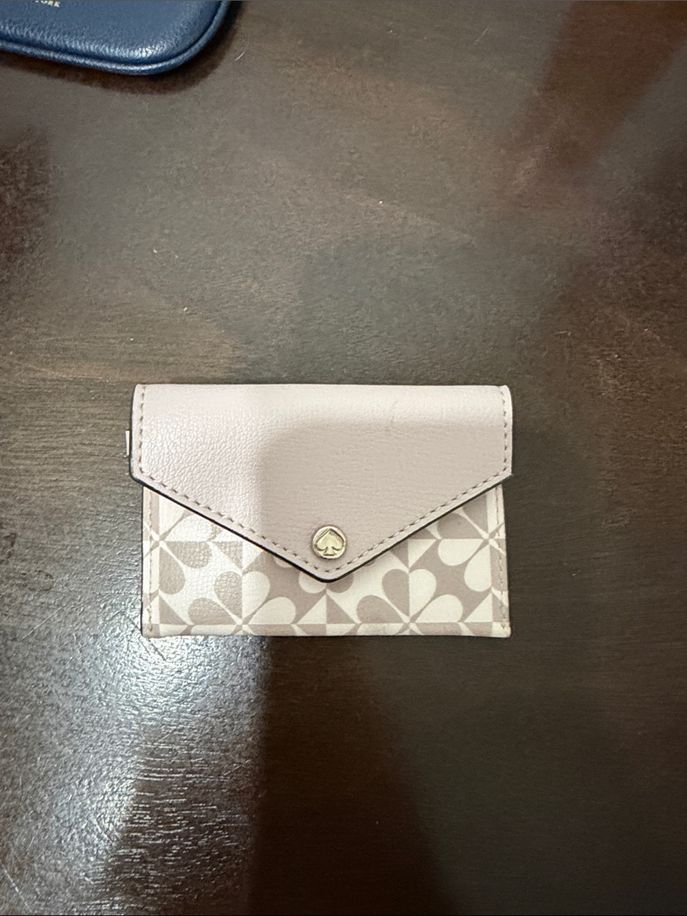 kate spade pale pink floral logo card wallet